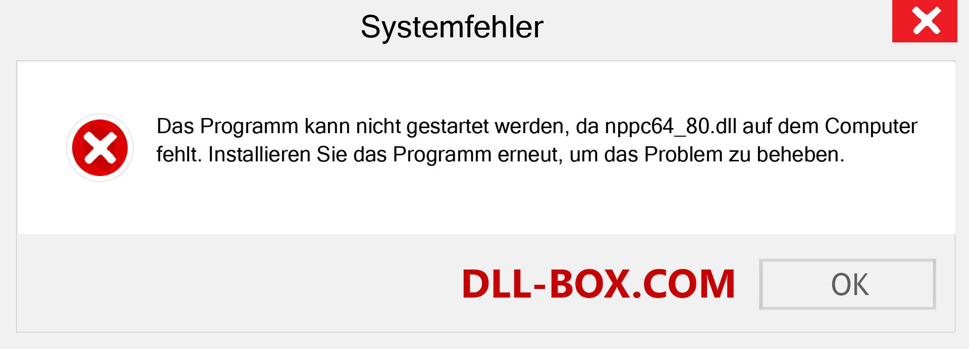 nppc64_80.dll-Datei fehlt?. Download für Windows 7, 8, 10 - Fix nppc64_80 dll Missing Error unter Windows, Fotos, Bildern